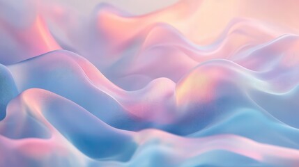 Obraz premium Delicate layers of translucent waves rippling through space in soft pastel colors.