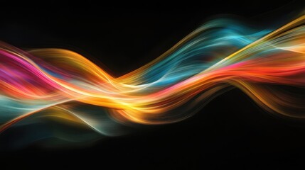 Naklejka premium Dynamic lines of color slicing through a dark background, creating a sense of movement.