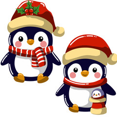 Cute penguins for Christmas and New Year decorations