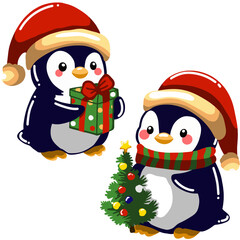Cute penguins for Christmas and New Year decorations