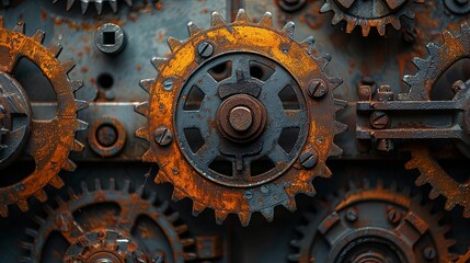 Close-up of Rusted Gears in an Industrial Setting