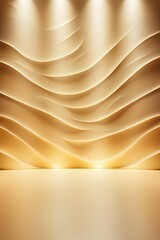 Elegant gold stage with a textured wall background and warm spotlight luxurious design with depth and richness
