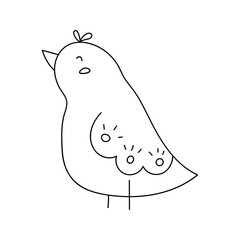 Bird in doodle style. Vector, on a white background