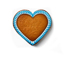 Oktoberfest Lebkuchenherz mit Blauem Rand isoliert auf weissem Hintergrund