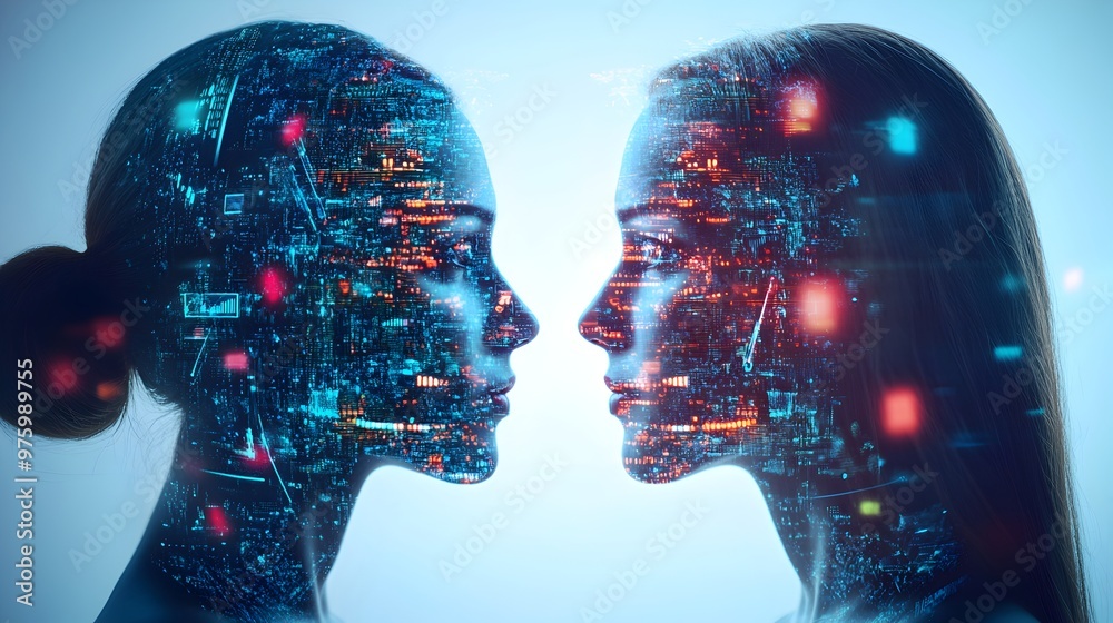 Poster futuristic digital twin monitoring a virtual city skyline illumination with advanced data analytics 