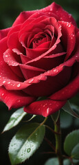 Rose bouquet of red roses. View of beautiful blooming rose flowers. Waterdrops on rose abstract shapes love valentine's day and background.