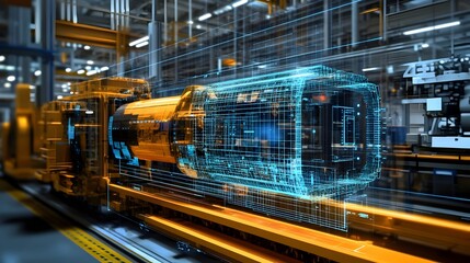 Fototapeta premium Digital Twin for Predictive Maintenance in Efficient Factory