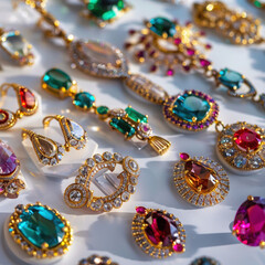 jewelry rings gemstones gold colorful luxury ornaments accessories diamonds emeralds sapphires rubies opulence fashion style shiny elegant sparkle intricate 
