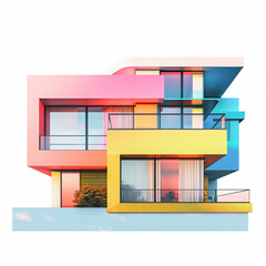 house modern vibrant architecture colorful building design contemporary residence abstract geometric exterior bright home urban facade unique stylish artistic 