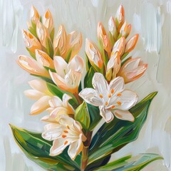 Fototapeta premium oil paintings of beautiful Tuberose with a heavenly scent