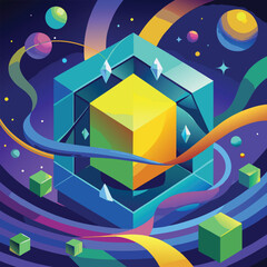 Retro futuristic 3D trendy collection. Trendy elements in vaporwave style