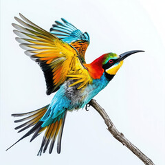 Fototapeta premium bird colorful wing feather beak wildlife nature exotic perched rainbow vibrant tropical avian branch natural wild outdoor bright flying multicolored elegance beauty 