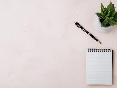 A personal desk in a modern office with a productivity planner, pens, and a neat arrangement of office supplies personal workspace, stationery, productivity