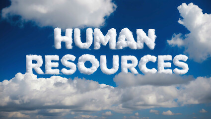 Fototapeta premium human resources word made of clouds in blue sky background