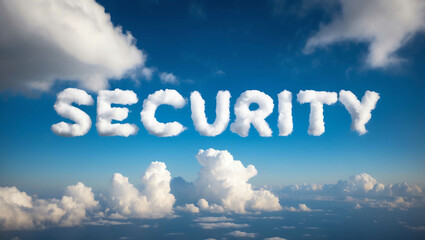 security word made of clouds in blue sky background