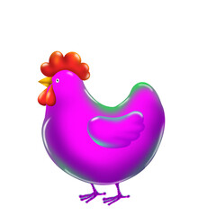 Cute chicken hen on transparent background 