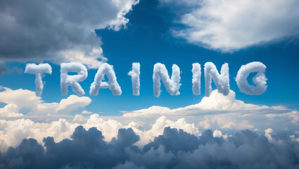 training word made of clouds in blue sky background