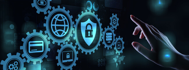 Cyber security, Information privacy, Data protection. Internet and technology concept on virtual screen.