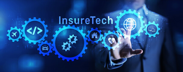 Insurtech Insurance technology online business finance concept on screen.