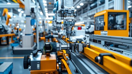 Automated Industrial Manufacturing Machine with Robotic Arm