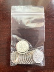 A small bag of 90% silver dimes.