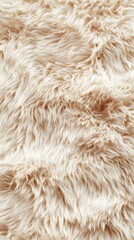 A close-up of the plush texture on a cream-beige shaggy rug, highlighting its soft and fluffy appearance