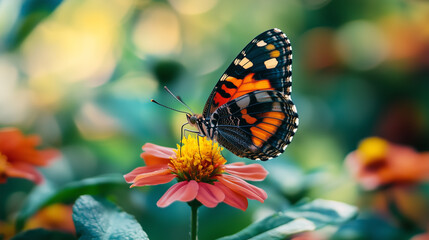 Obraz premium The vibrant hues of a butterfly and lantana create a stunning natural masterpiece, perfect for any nature lover.