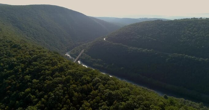 Lehigh Gorge Pennsylvania Drone Shot Over River