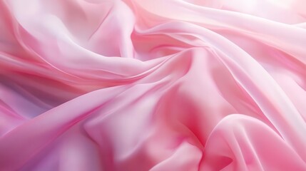 Obraz premium ethereal pink silk fabric flowing in gentle breeze soft folds and textures dreamy pastel gradients delicate and feminine fashion backdrop