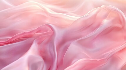 Obraz premium ethereal pink silk fabric flowing in gentle breeze soft folds and textures dreamy pastel gradients delicate and feminine fashion backdrop