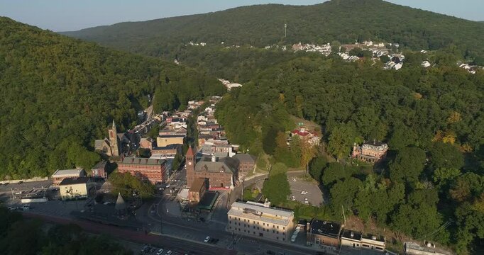 Downtown Jim Thorpe, PA in Summer, Drone Shot