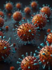 3D render of a coronavirus outbreak.