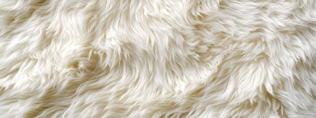 A close-up of the plush texture on a cream-beige shaggy rug, highlighting its soft and fluffy appearance