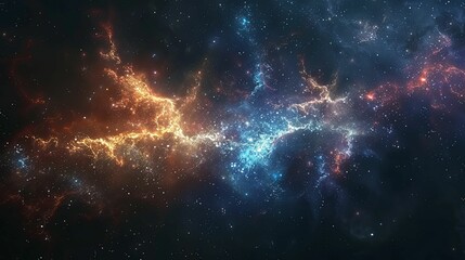 Fototapeta premium Cosmic Nebula with Glowing Gas and Stars
