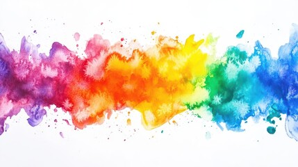 Fototapeta premium explosive rainbow watercolor splash vibrant hues blending and separating in dynamic patterns white background emphasizing color intensity