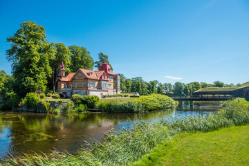 Obraz premium Old built house around Kuressaare castle on the Estonian island of Saaremaa
