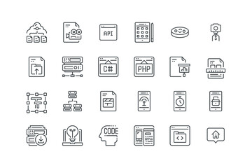 App Api, App Development, Bacteria, Camera, , vector illustration, business and icons set