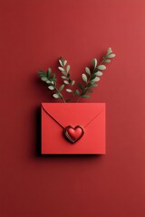 Christmas letter with heart seal, message love,
