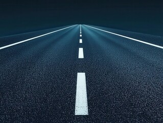 A highway at night with faint distant lights, the empty road stretching endlessly into the quiet darkness highway, night, silence