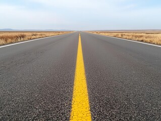 A highway stretching across the plains, the road empty and quiet, with the only sound being the wind highway, night, silence