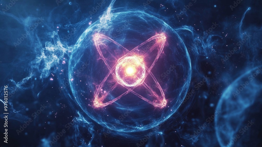 Poster illustration of glowing particles representing quantum bits in advanced cryptography networks for se