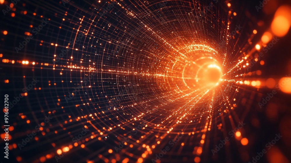 Fototapete vibrant 3d rendering of an abstract quantum field theory visualization with an intricate grid-like m