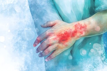 Fototapeta premium Closeup of Irritated Arm with Visible Signs of Eczema and Common Household Triggers