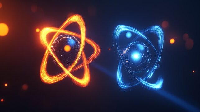 Molecular orbital formation between atoms demonstrating quantum mechanics principles and electron density visualization