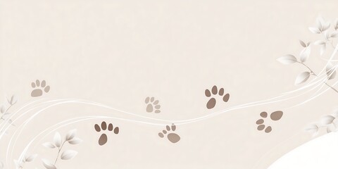 Modern Easter Banner with Subtle Paw Prints and Leaf Accents