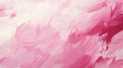 Abstract Pink and White Acrylic Painting with Visible Brushstrokes.
