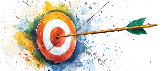 Watercolor Target with Arrow   Success and Achievement