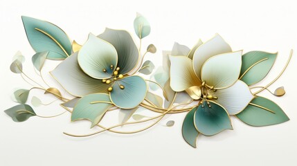 Elegant silvery green eucalyptus leaves displayed against a crisp white background