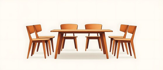Wooden Dining Table and Chairs Set for Four
