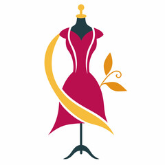 Elegant Dress Maker Logo Icon Vector Design | Custom Tailoring Branding